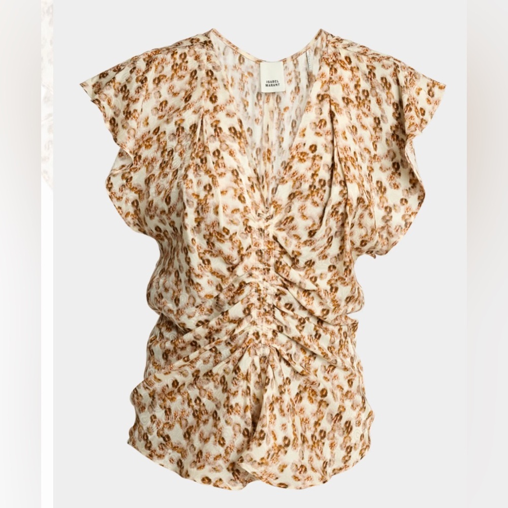 Isabel Marant Lonea Ruched Short-Sleeve Top